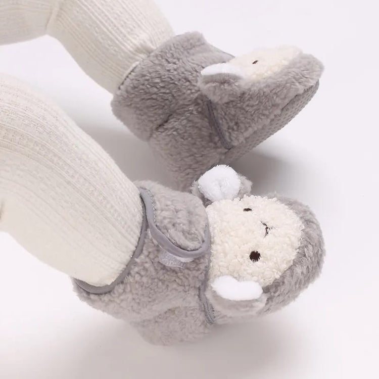 Gray Cute Panda Animal Style Baby Fleece Warm Shoes SH7130B