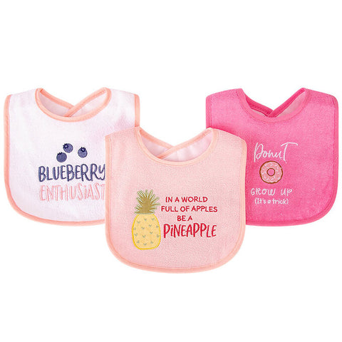 HB Pink & White Pack of 3 Towel Bibs BB2003D