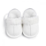 White Cotton Plush Simple Fashion Versatile Fur Slippers SLP8015B