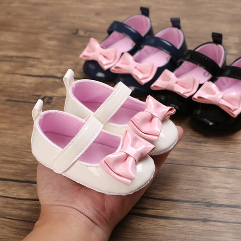 White Pink Bow Booties BTS9072B