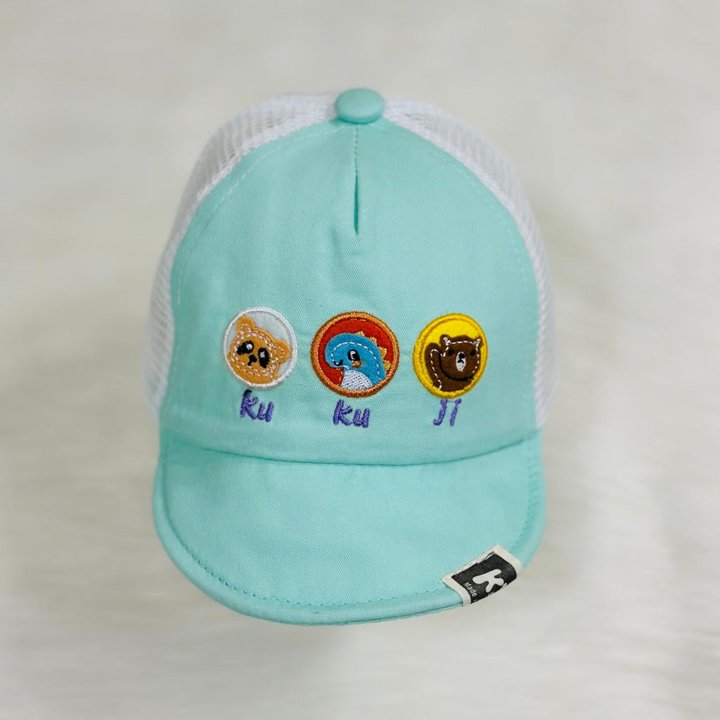 Children's Fashion White & Sea Green Cap CP5035A