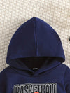 Baby Boys Comfortable Hoodie & Casual Trousers Two-piece Set With Cartoon Basketball Print For Sports TS6099F