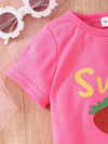 Children's Summer Short Sleeve Strawberry Mesh Skirt Set FD6108C