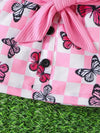 Newborn Baby Girl Outfit with a Bow Tie Top And a Butterfly Skirt Set, for Outdoor FD6121G