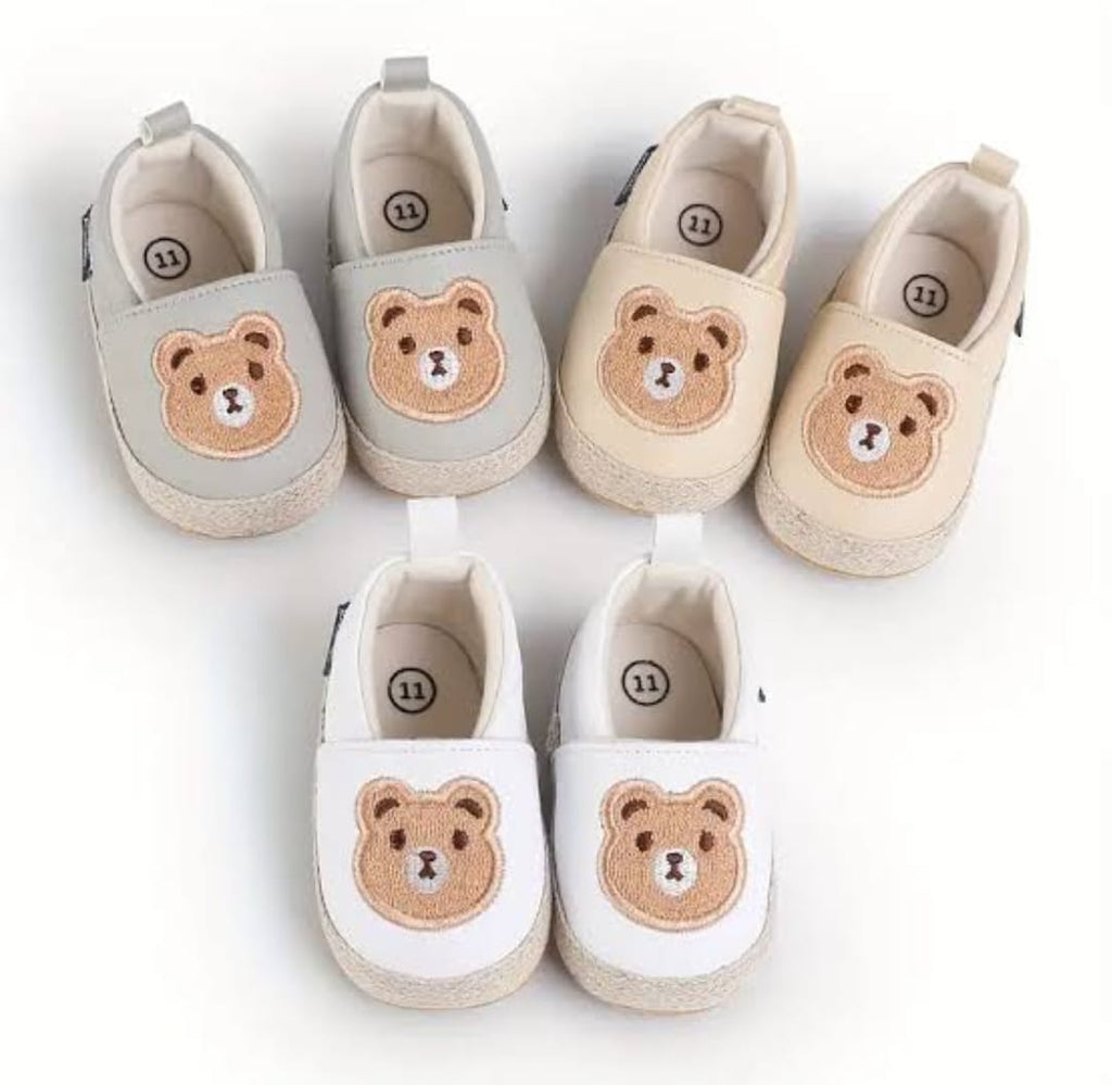 Gray Baby Animal Print Shoes Soft Comfortable PU Cute Bear Booties BST91112A