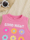 Adorable Baby Girl Set, Fashionable Ruched Floral Top with Imitation Denim Flare Pants, Suitable for Spring and Summer Outdoor Play, Beach Vacation Outfit, Perfect for Outdoor FD6402H