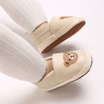 Cream Color Baby Animal Print Shoes Soft Comfortable PU Cute Bear Booties BST91112C