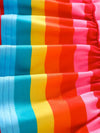Girls' Rainbow Striped Suspenders Top and Imitation Denim Shorts Set, Perfect for Outdoor FD6124D