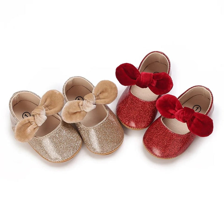 Red Glittering Bow Shoes SH7082B