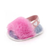 Dark Pink Back Stripes Fur Slippers SLP8001C