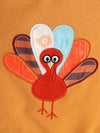 Baby and Children's Spring and Autumn Casual Sweatshirt Thanksgiving Embroidered Turkey Print Patchwork Color Sweatshirt and Pants Set TS6037E
