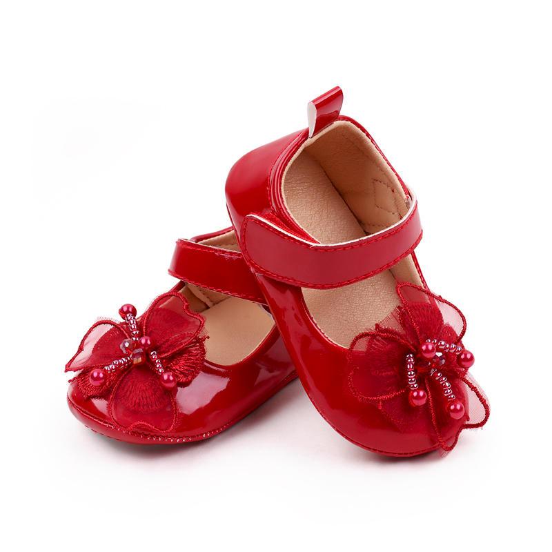 Red New Girls Shoes Spring Autumn Princess PU Leather Shoes Cute Bowknot Toddler Shoes SH7108A