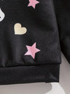 Kids' Casual Crew Neck Unicorn Graphic Sweatshirt with Embroidered Details - 100% Polyester, Slight Stretch, Knit Fabric, Alphabets Pattern, Perfect for Spring/Fall SS6096C