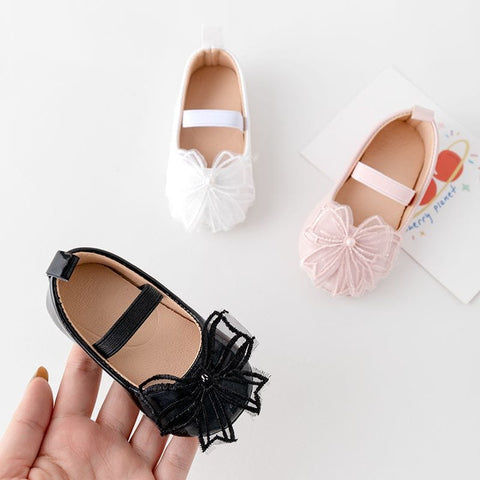 Black Baby Girl High Quality Shinny PU Cute Bowknot Party Shoes SH7107C