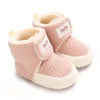 Pink Wool Booties, Ankle High Solid Color Warm Infant Walking Boots, Soft Comfortable Fabric Lined Indoor Outdoor Warm Shoes SH7170A