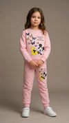 Pink Baby Girl Cute Sequence Butterfly Fashionable Long Sleeve Sports Sweatshirts + Trouser Winter Clothes Set Outdoor Wear TS6412A