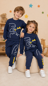JF 2 PC Navy Dino Autumn & Winter Terry Fabric Track Suit, Sweatshirt and Trouser Set TS6418K