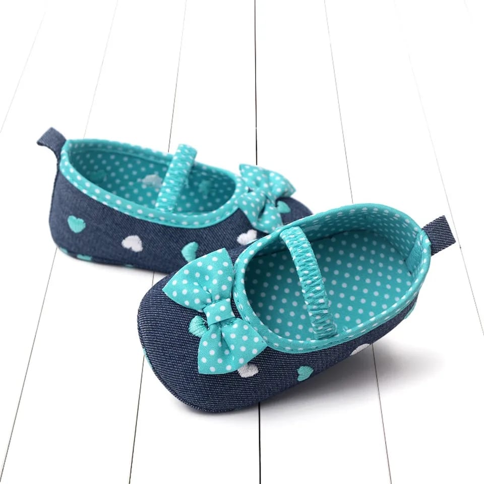 Green Polka Dots Bow Soft Sole Booties BTS9003B