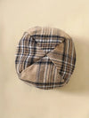 Newborn Boy's Clothes Long Sleeve Triangle Ha Clothes + Plaid Diaper Pants + Hat Three-piece Pants Set Bear Plaid Embroidery Pattern with Bow Small Bow Tie Decoration Cute Casual Comfortable Romper BS6105G