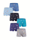 Set of 6 Boys' Boxer Shorts Featuring Cute Animals, Vibrant Colors, And Various Patterns; Comfortable, Breathable, Machine Washable, And Easy to Care For US6113C