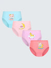 Girls' 4-Pack Animal Print Cotton Underwear - Knit Fabric, Casual Style, Medium Stretch, Regular Fit Briefs for Young Girls with Cute Animal Designs US6113D