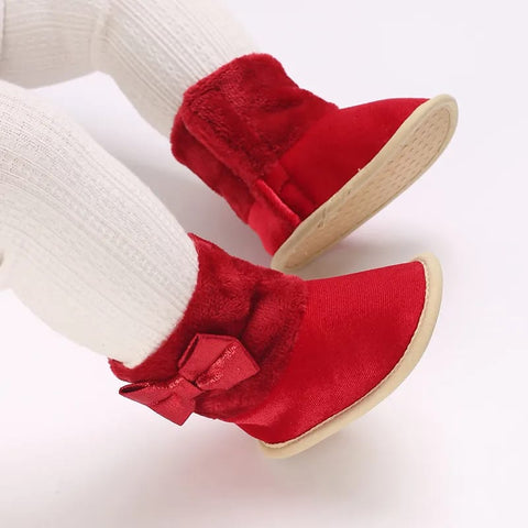 Red Baby Girls High-top Warm Winter Shoes SH7126B