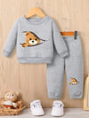 Toddler Cartoon Bear Two-Piece Set - Cozy Crew Neck Sweatshirt & Joggers for Fall/Winter, Playful Outfit for Youngster, for Outdoor TS6037H