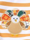 Baby and Children's Spring and Autumn Casual Sweatshirt Thanksgiving Embroidered Turkey Print Patchwork Color Sweatshirt and Pants Set TS6147H
