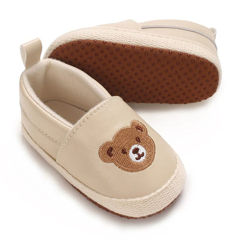 Cream Color Baby Animal Print Shoes Soft Comfortable PU Cute Bear Booties BST91112C