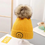 Yellow Knitted Smile Winter Warm Cap CP5073E