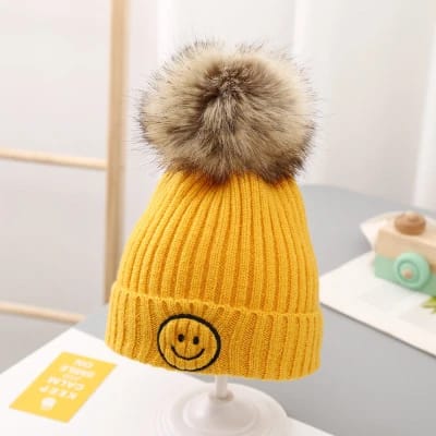 Yellow Knitted Smile Winter Warm Cap CP5073E