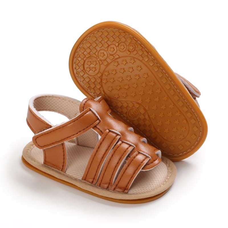 Baby Minimalist Hook-and-loop Fastener Strap Brown Sandals SDL7518A