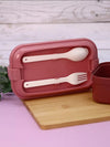 Red & Brick Red Portable Rectangle Lunch Box With Spoon Set 800 ML BCP1059C