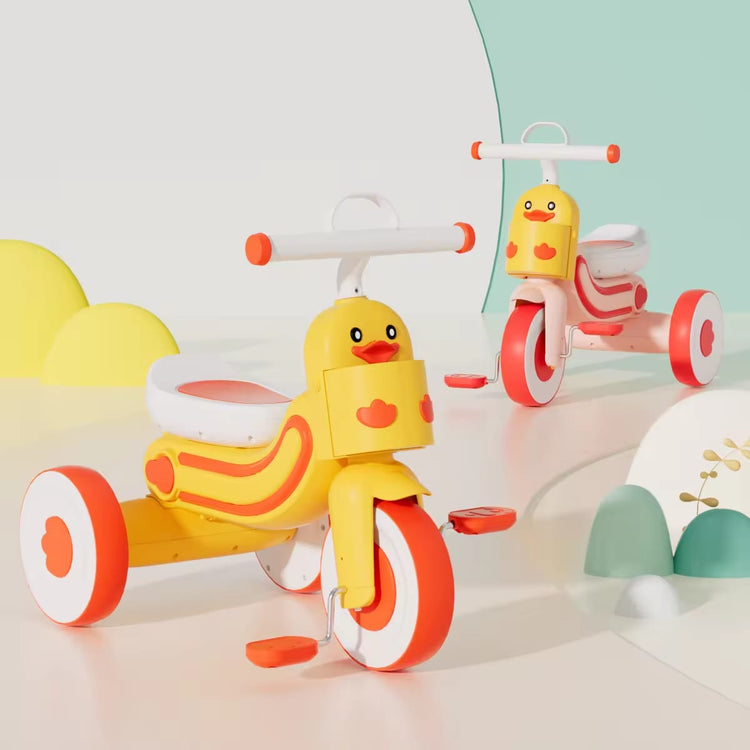 Yellow Kids Tricycle Little Yellow Duck Pedal Car Multi-Functional Light and Music Trolley BCP1037A