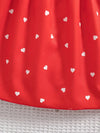 2pcs Set Long Sleeve Heart Print Smocked Dress with Hat for Toddlers FD6111H