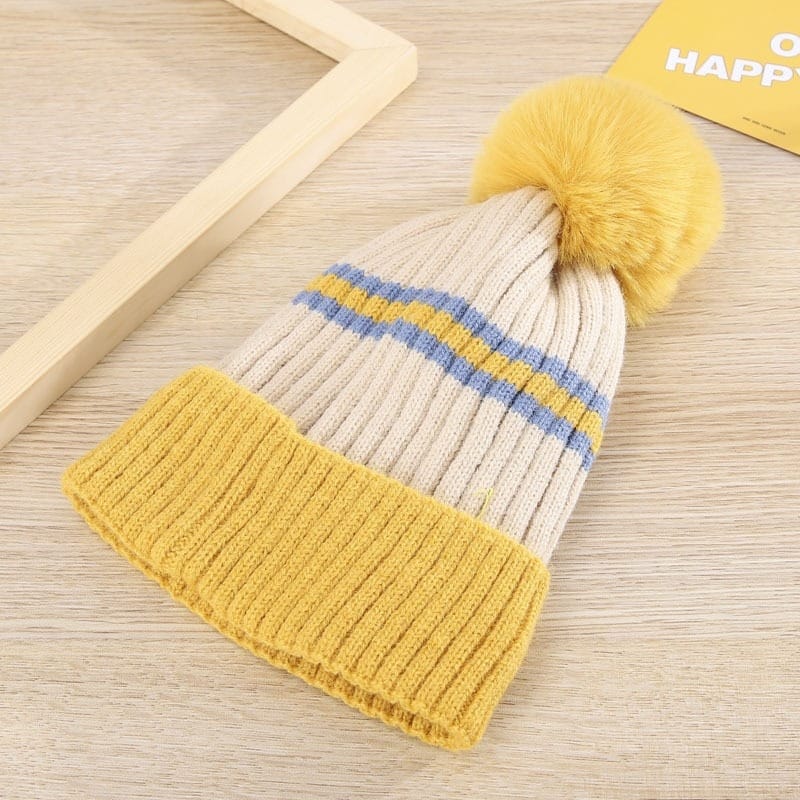 Yellow Warm Hat with Fleece Lining Warm Cap CP5074E