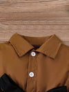 2pcs Toddler Casual Polyester Outfit Set, Solid Color Long Sleeve Shirt with Ruffle Detail and Bow Belt, with Matching Pants, for Spring/Fall, for Outdoor FD6130C