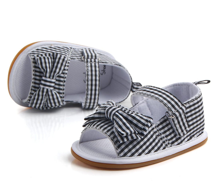 Check Style Sandal Black N White Baby Sandals SDL7533A