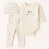 3 Pcs Newborn Baby Hello World Print Long Sleeve Romper, Pajama with Cap BS6420B