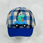 Children's Fashion Royal Blue Check Dino Cap CP5018A