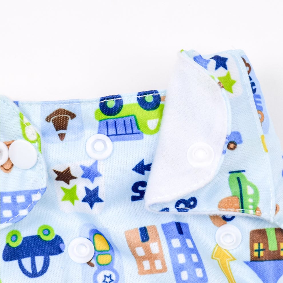 Sky Blue Printed Reusable Baby Infant Nappy Cloth Diaper BCP1017E