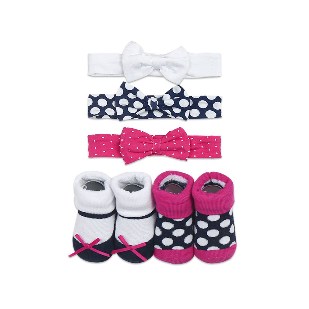 HB Pink Headband & Socks 5pcs Set HA4001C