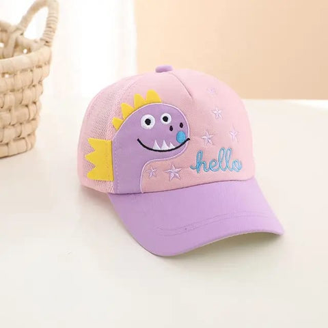 Purple & Pink Cute Cartoon Dinosaur Kids Baseball Cap CP5044B