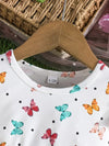 Adorable Summer Girls' Fashion Dress - Double-Sided Brushed Digital Butterfly Print, Pink Tulle Overlay with Large Bow Detail FD6110A