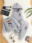 Gray Boys' 3pcs Fleece-Lined Hoodie & Vest Set - Casual Sportswear with Zip Detail TS6039