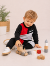 Happy Black & Red Design Baby Hoodie & Trouser Set - Soft Fleece Stuff, Machine Washable - Perfect for Winter, Perfect for Outdoor TS6419N
