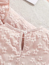 Girls' Floral Textured Long Sleeve Ruffle Cardigan and Sleeveless Tulle Dress Set FD6107B