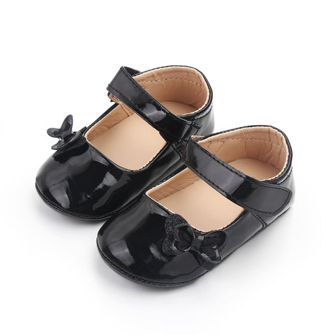 Black Baby Girls PU Princess Soft Baby First Walker Shoes SH7112C