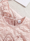 Girls' Floral Textured Long Sleeve Ruffle Cardigan and Sleeveless Tulle Dress Set FD6107B