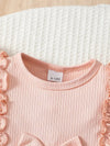 2pcs Adorable Pink Bow Dress Set for Newborns - Sleeveless Romper with Ruffles & Bow Detail, All-Season Comfort| Playful Design| Stretchy Fabric, Baby Clothes, for Outdoor BSBS6140B